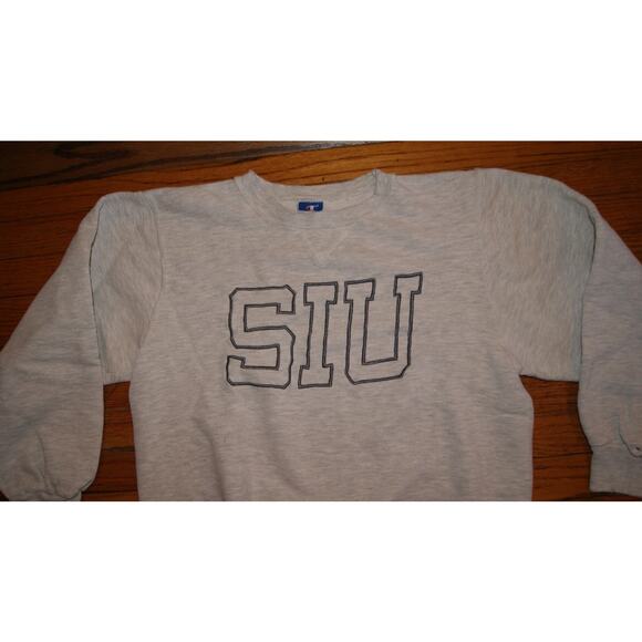 VTG 80s SIU Southern Illinois Crewneck Sweatshirt M Gray Champion 19.5X23 USA - Picture 1 of 15